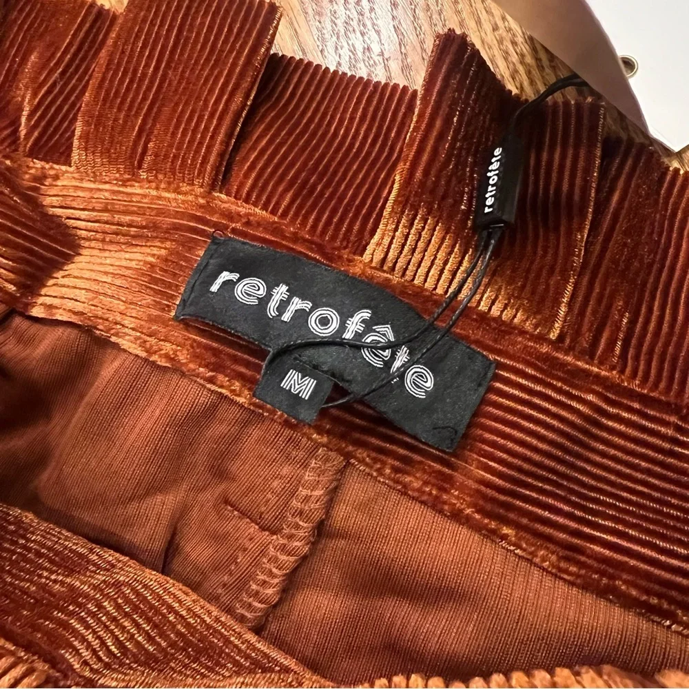 NWT Retrofete Bobbie Pants Brown Pants Flared Belted Women’s M Velvet Daphne